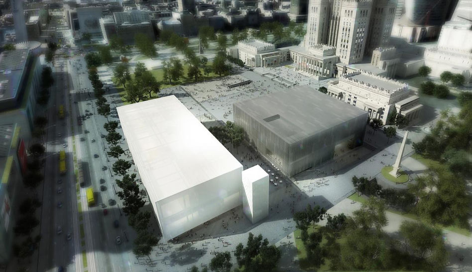 Wizualizacje Muzeum Sztuki Nowoczesnej i TR przy Placu Defilad w Warszawie