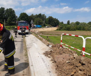 Przewrócona ciężarówka w Rzuchowej