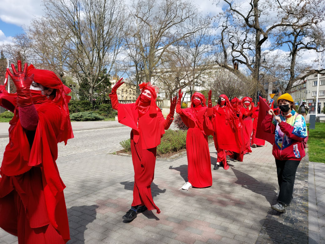 PRZERAŻAJĄCA manifestacja w centrum miasta! Milczący protest przypomniał o masowym wymieraniu [ZDJĘCIA]