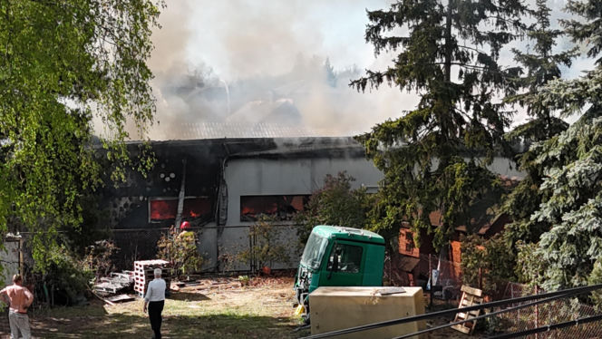 Pożar gigantycznego sklepu w Halinowie! Podczas akcji runął dach! Trwa walka z ogniem