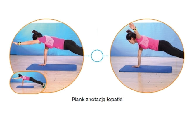 8. Ćwiczenia ogólnorozwojowe: plank z rotacją łopatki