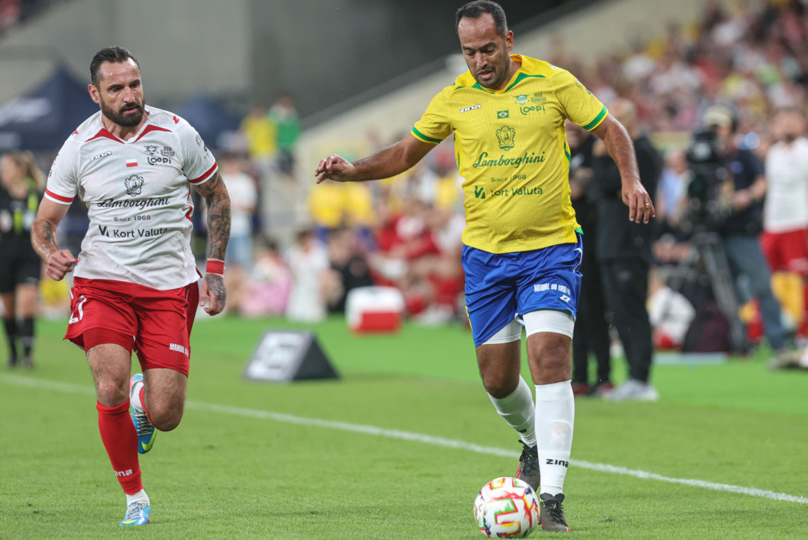 Ronaldinho na Stadionie Śląskim w meczu gwiazd Polska - Brazylia