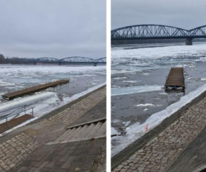 Lodołamacze na Wiśle w Toruniu. Trwa akcja kruszenia lodu