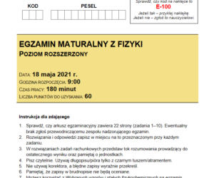Matura 2021 fizyka rozszerzona CKE