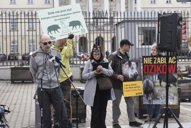 Warszawa. Protest w obronie dzików