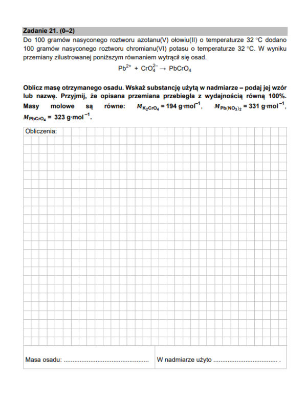 Matura z chemii 2021 - arkusz PDF