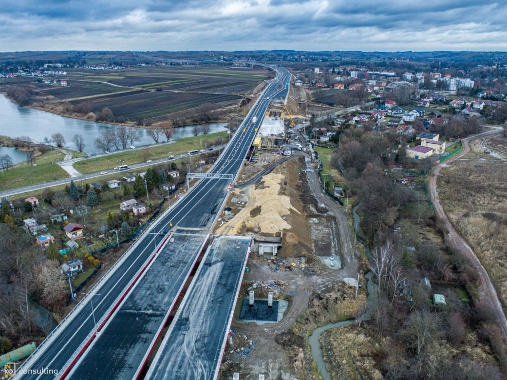 Tak powstaje węzeł Mistrzejowice w Krakowie, brakująca część S7