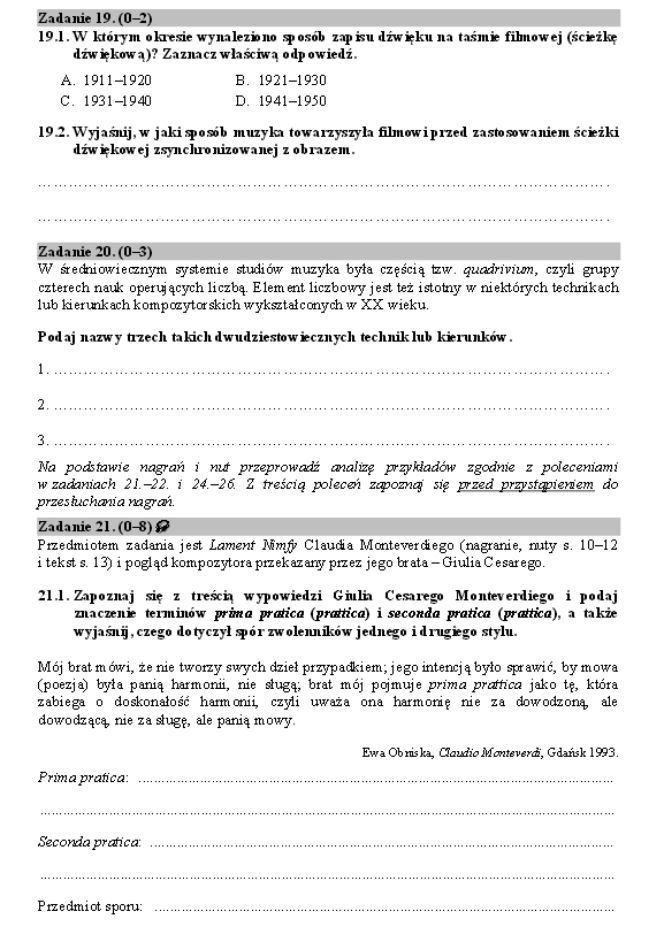 Historia muzyki matura