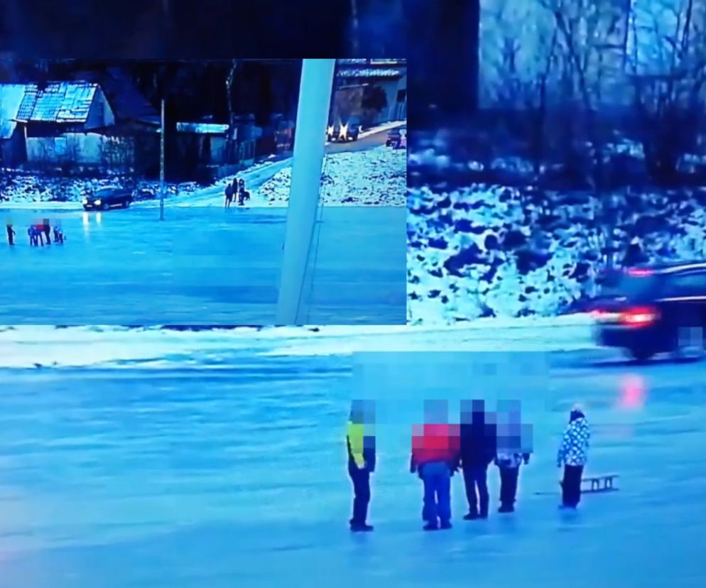 WYSZKÓW: jeździł autem po zamarźniętej rzece, a obok bawiły się dzieci! [WIDEO]