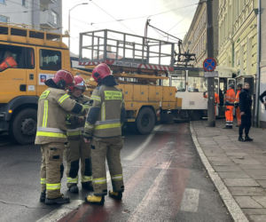 Wykolejenie tramwaju na ulicy Parkowej w Szczecinie