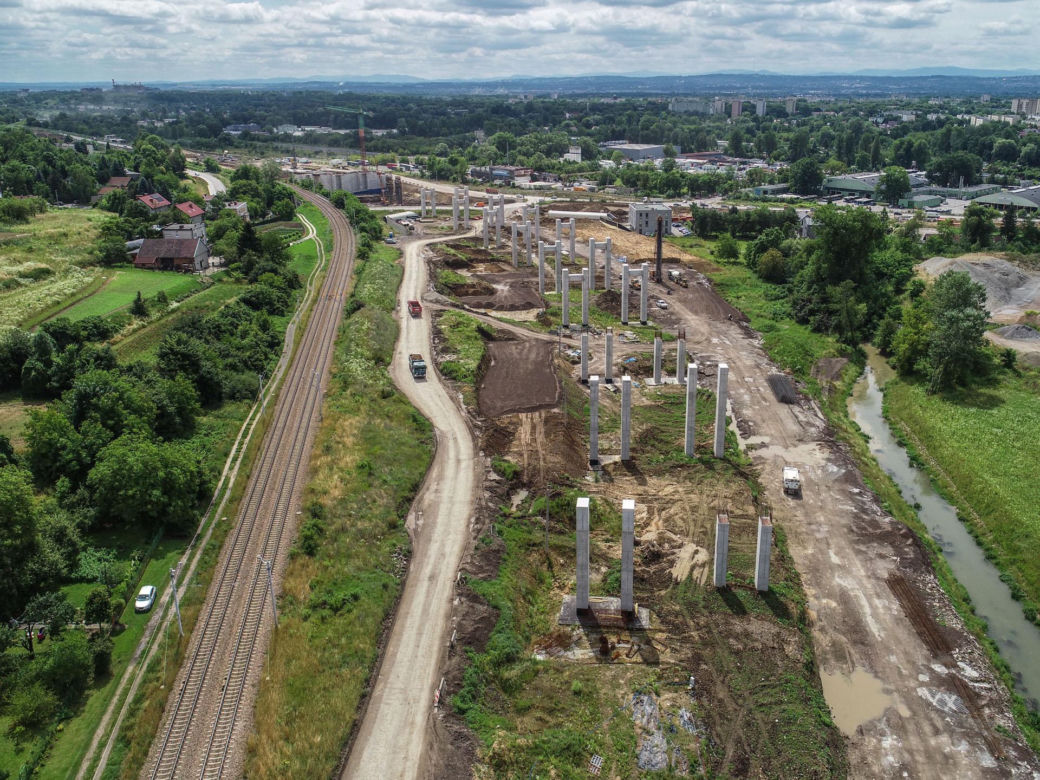 Zdjęcia z placu budowy S7 Kraków - Widoma, czerwiec 2024