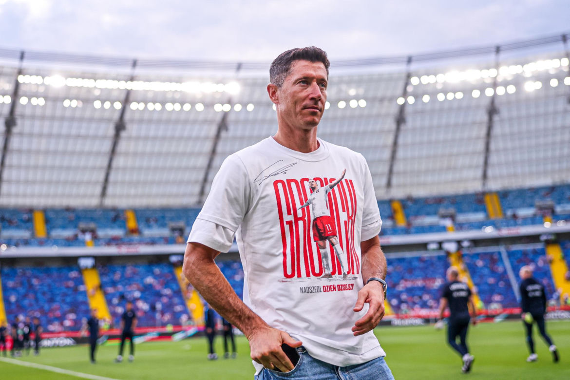 Robert Lewandowski na meczu Polska - Mołdawia