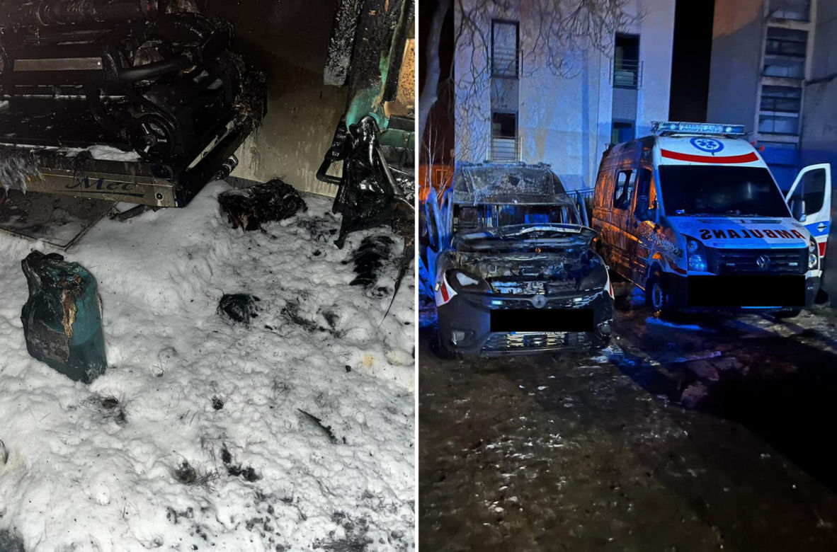 Karetka w Grojcu płonęła jak pochodnia! Wstrząsające doniesienia, ktoś ją podpalił!?