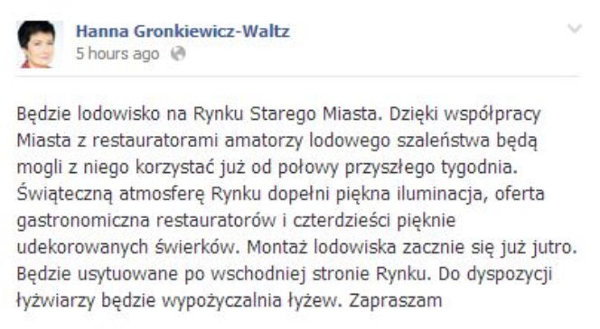 Gronkiewicz Facebook