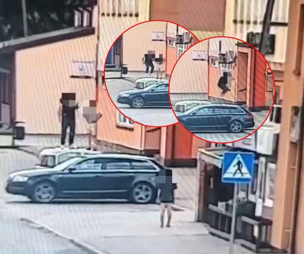 Dla zabawy skakali po dachach samochodów. Wszystko nagrał monitoring