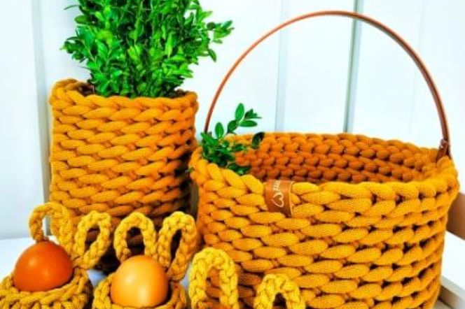 Koszyczek wielkanocny ze sznurka