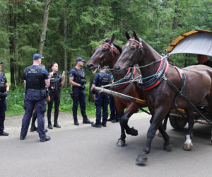 Protesty przeciwko konnemu transportowi nad Morskim Okiem