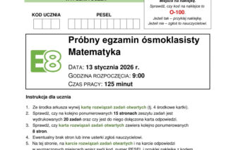 Próbny egzamin ósmoklasisty matematyka 2026 - arkusze CKE. Jakie były zadania 13.01.2026?