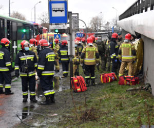  Miejsce zderzenia dwóch autobusów na ul. Gdańskiej w Szczecinie