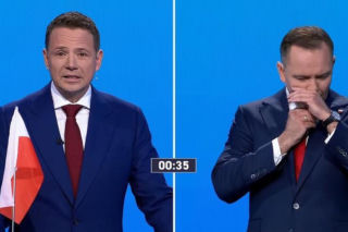 Karol Nawrocki i snus podczas debaty