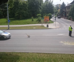 Zderzenie motocyklisty i samochodu na Filaretów