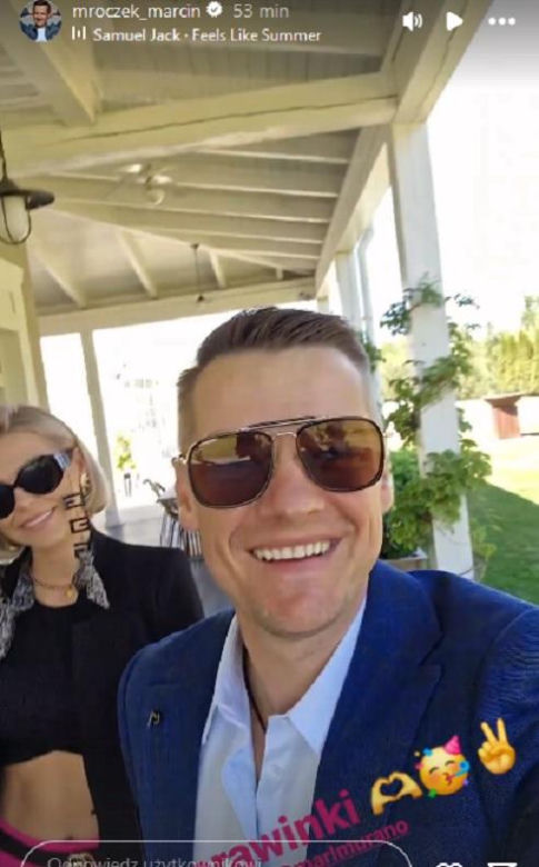 Marcin Mroczek i jego żona Marlena na poprawinach po weselu Rafała Mroczka