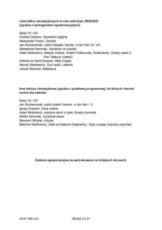 Próbny egzamin ósmoklasisty 2021. Arkusz CKE z polskiego