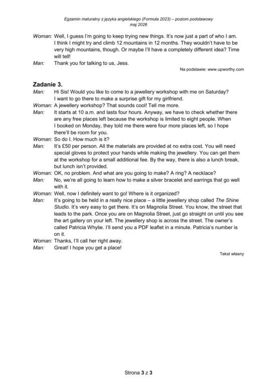 Matura 2026 z angielskiego: arkusze CKE, poziom podstawowy [Formuła 2023] 06.05.2026