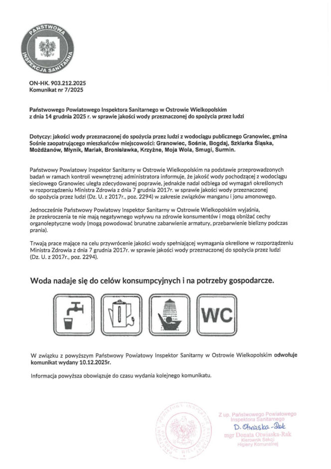 ogłoszenie sanepidu