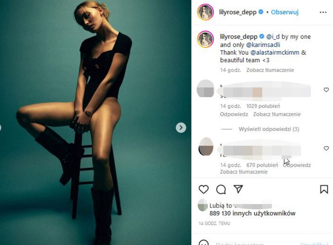 Lily Rose Depp odsłoniła nagie piersi