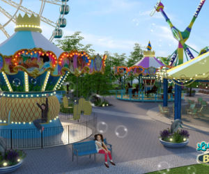 Giżycko: Na plaży miejskiej powstanie lunapark z ogromnym kołem widokowym [WIZUALIZACJE]