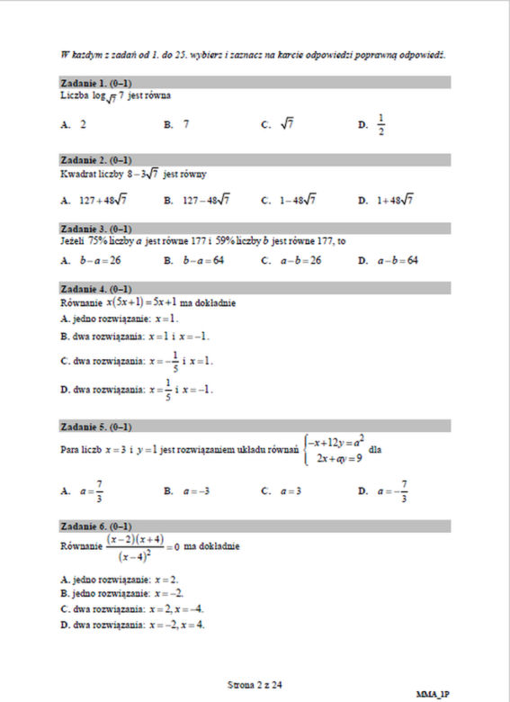 Matura poprawkowa 2019 - MATEMATYKA [ARKUSZE CKE, ZADANIA, ODPOWIEDZI]