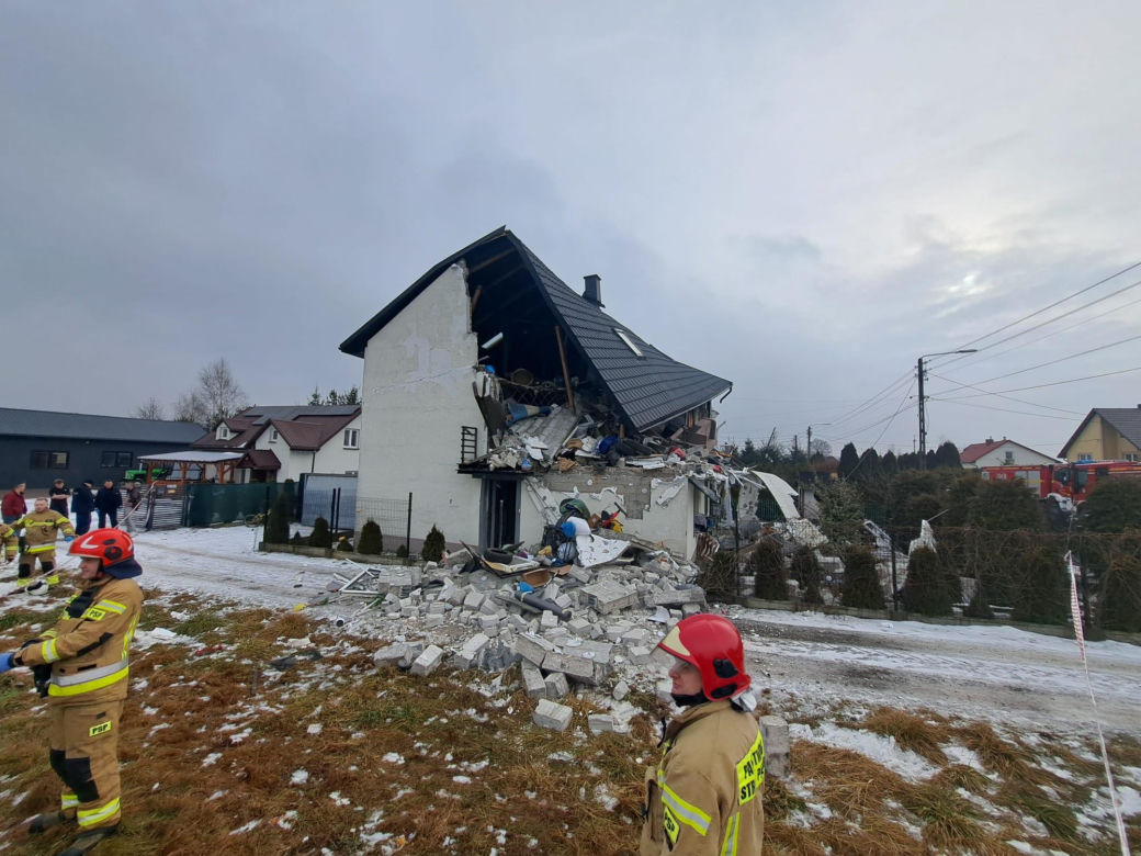 Wybuch domu w Brzezinkach w gminie Masłów
