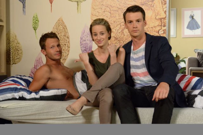 Pierwsza miłość. Sabina (Urszula Dębska), Radek (Mateusz Banasiuk), Natan (Krzysztof Kwiatkowski)