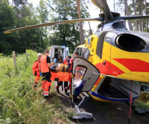 Wypadek przy załadunku drewna