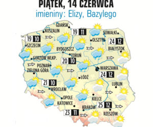 Prognoza pogody na piątek, 14 czerwca 2013: Warszawa – 24, Poznań - 21, Katowice – 23, Gdańsk - 19