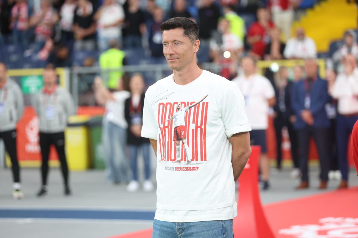 Robert Lewandowski na meczu Polska - Mołdawia