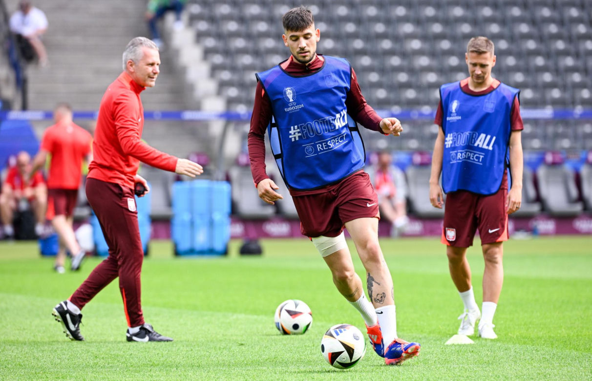 Robert Lewandowski na ostatnim treningu przed meczem z Austrią