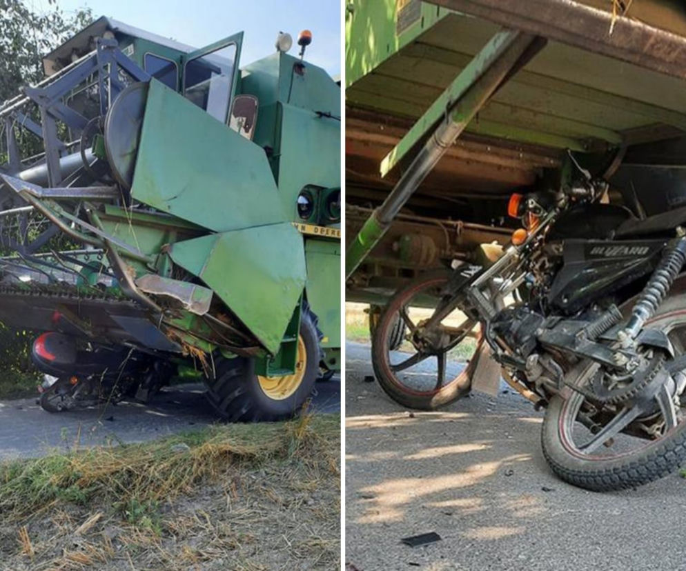 Małków Nowy: Motorowerem staranował kombajn. Przerażające!