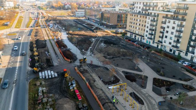Park nad Południową Obwodnicą Warszawy w marcu 2026 r.
