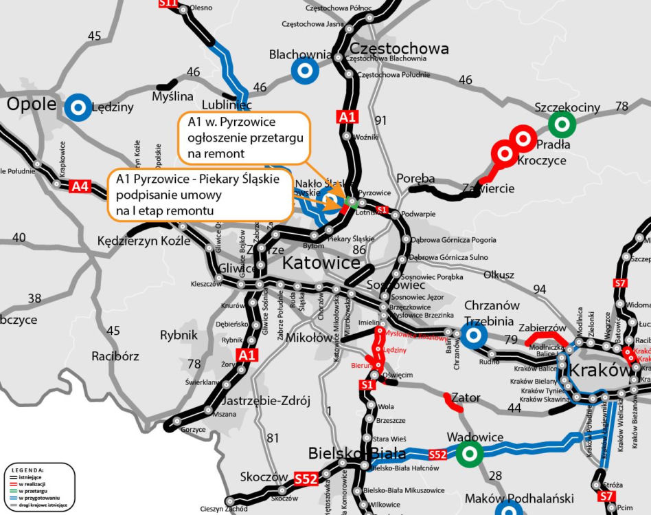 Autostrada A1 na Śląsku - słynne fale Dunaju
