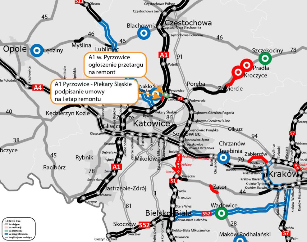 Autostrada A1 na Śląsku - słynne fale Dunaju
