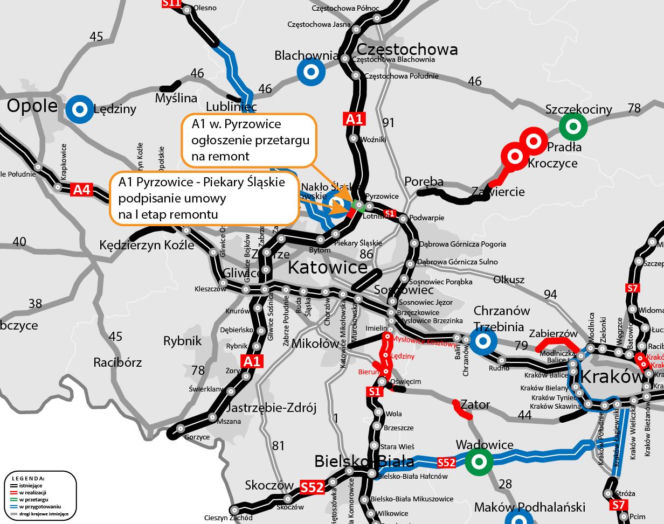 Autostrada A1 na Śląsku - słynne fale Dunaju
