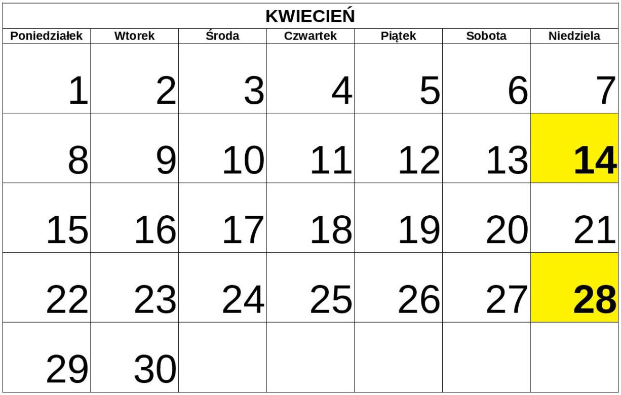 Niedziele handlowe 2019 - KWIECIEŃ