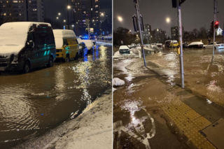 Awaria wodociągowa w Warszawie. Ulice zalane, woda na parkingu