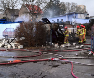 Pożar warsztatu samochodowego na Pomorzanach