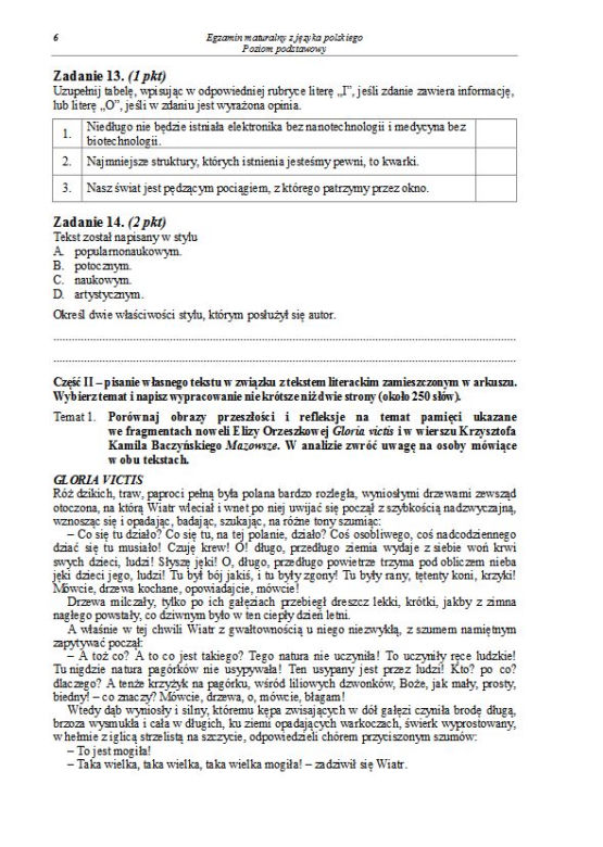 Matura 2013 język polski podstawowy