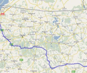 Trasa E77 Białystok-Krynica Morska - mapka