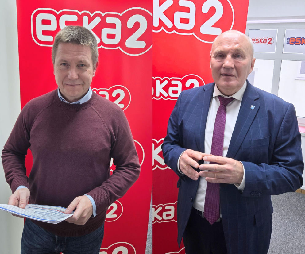 O referendum w naszym radiowym studio opowiadali: przedstawiciel inicjatorów radny Marcin Raczyński (z lewej) i burmistrz gminy Trzebnica Marek Długozima (z prawej)