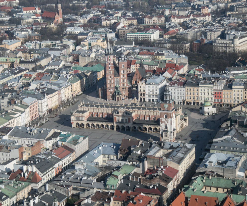 Kraków z lotu ptaka w czasie kwarantanny